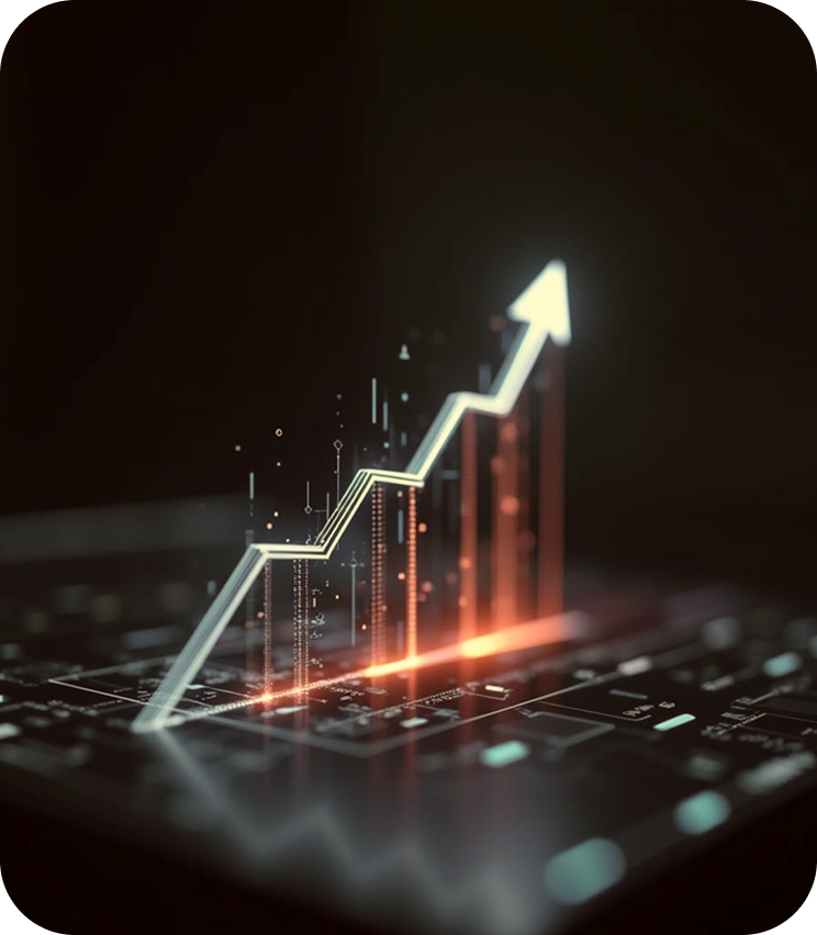 Omnichannel payment growth concept with digital financial analytics and rising transaction graph