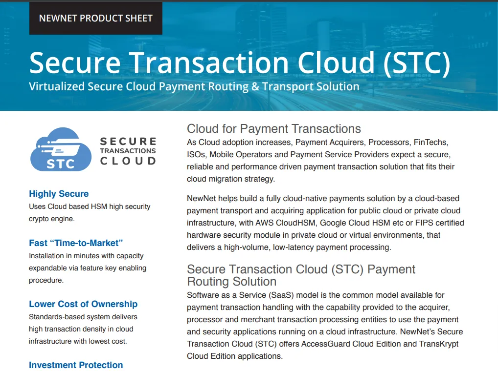 Secure Transaction Cloud STC datasheet preview
