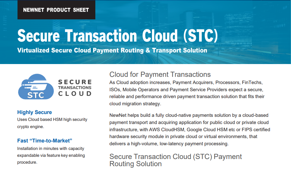 Secure transaction cloud STC data sheet 135908
